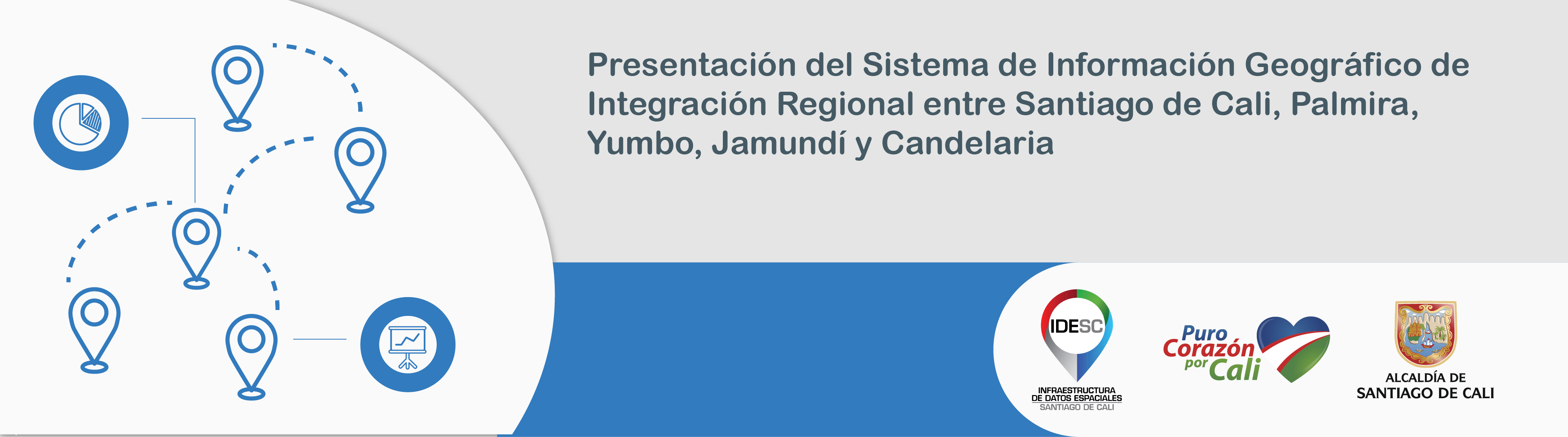 Pieza gráfica con una ilustración compuesta de cinco marcadores de posición y dos gráficos estadísticos y al lado inferior izquierdo los logos institucionales.