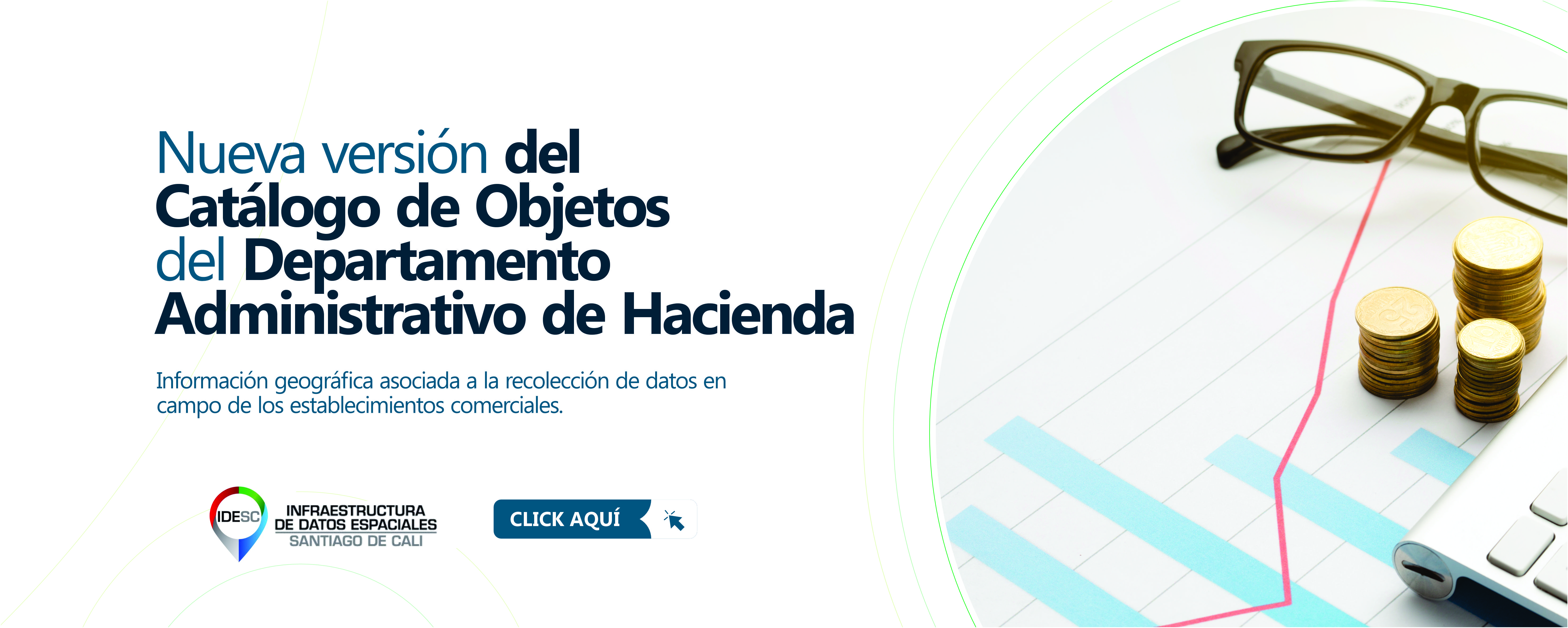 Pieza gráfica con una fotografía al lado derecho que contiene unas gafas, monedas apiladas y parte de una computadora portátil sobre una hoja que contiene una gráfica estadística y al costado izquierdo el título de la noticia y debajo un breve resumen y el logo de la IDESC.