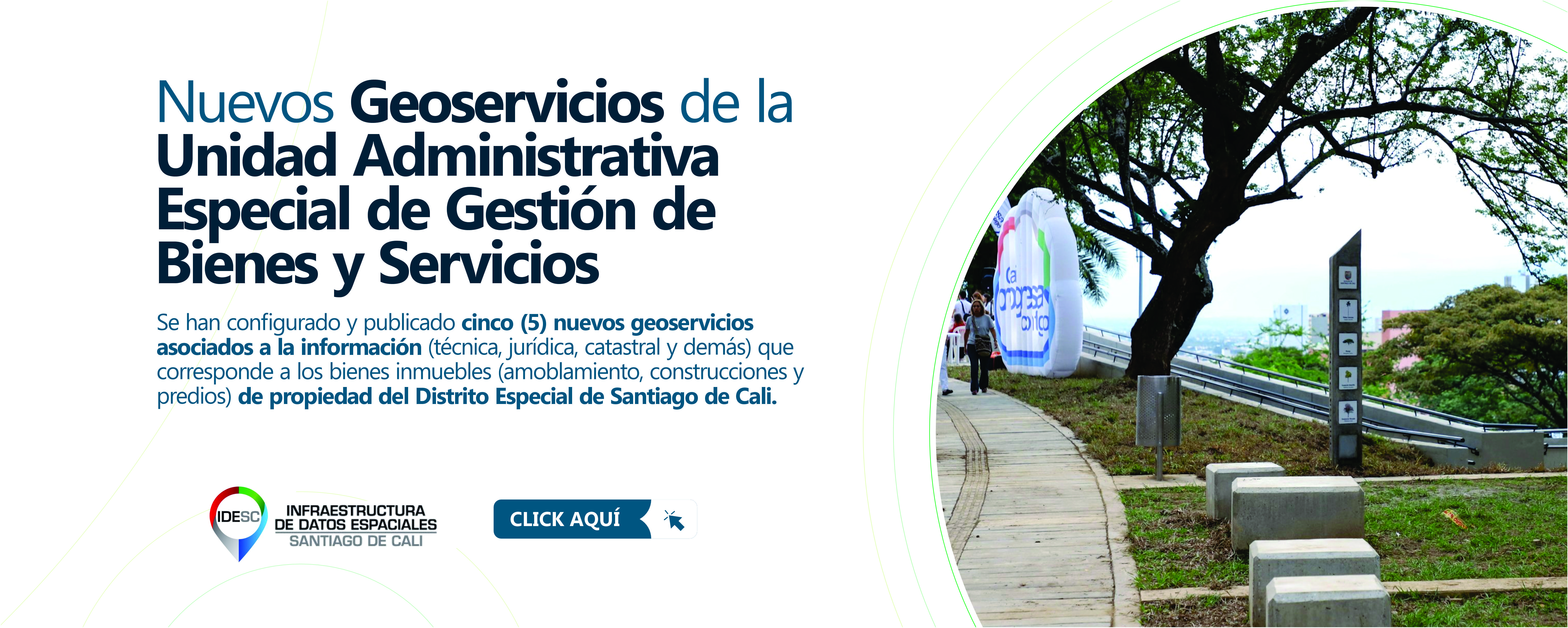 Pieza gráfica compuesta sobre el lado derecho con una imagen de una parque sobre el cual hay varios elementos del mobiliario urbano y sobre el costado izquierdo el título de la noticia y debajo un breve resumen y el logo de la IDESC.