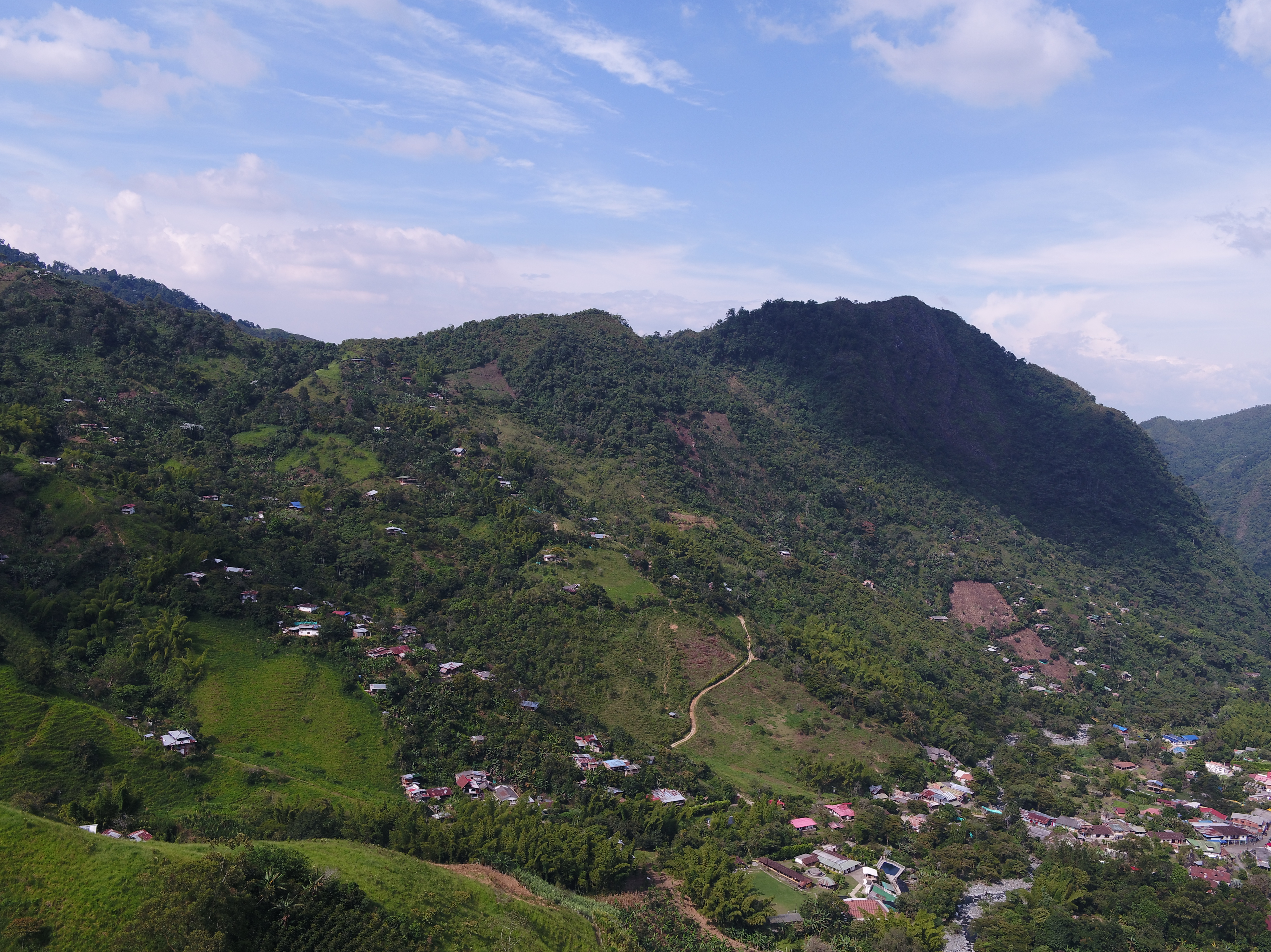 Fotografía aérea de la cabecera del corregimiento de Pance.