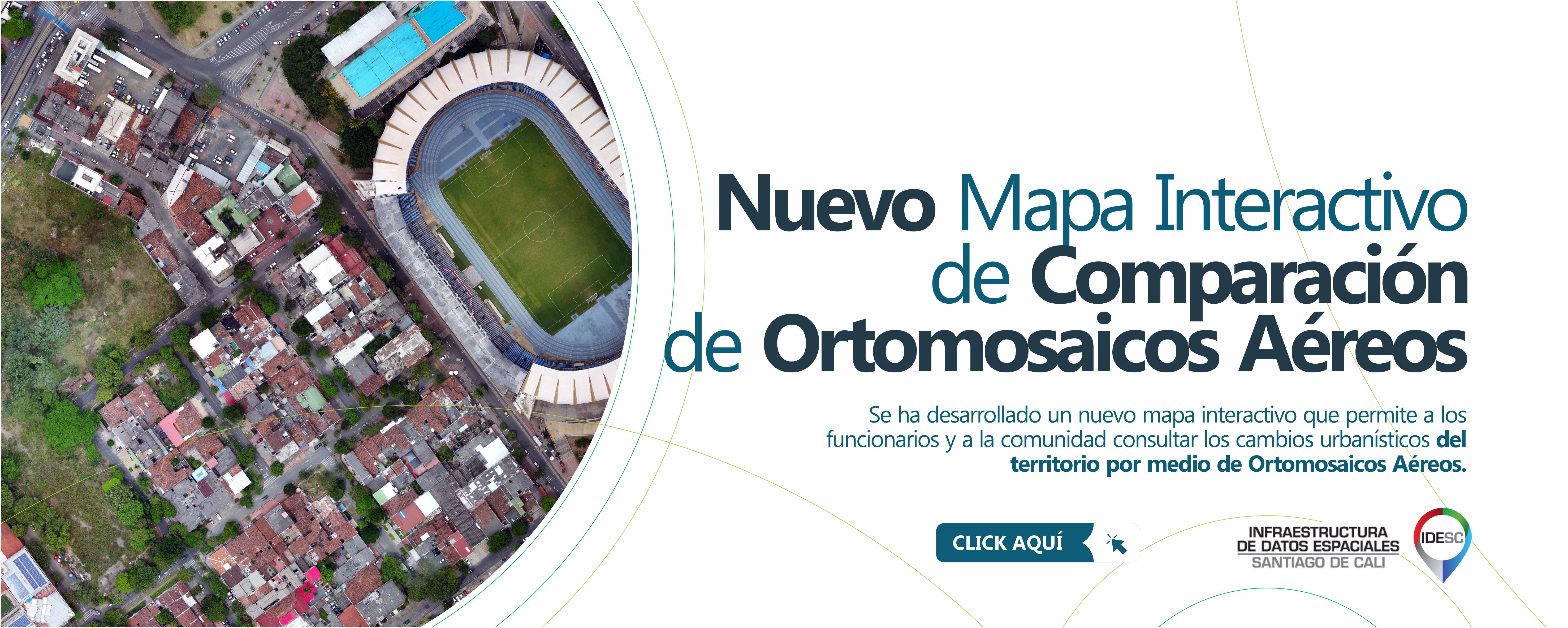 Pieza gráfica que contiene al lado izquierdo una imagen aérea tomada con el dron de un sector del barrio San Fernando y al costado derecho el titulo de la nota y una breve descripción y en la parte inferior el logo de la IDESC.