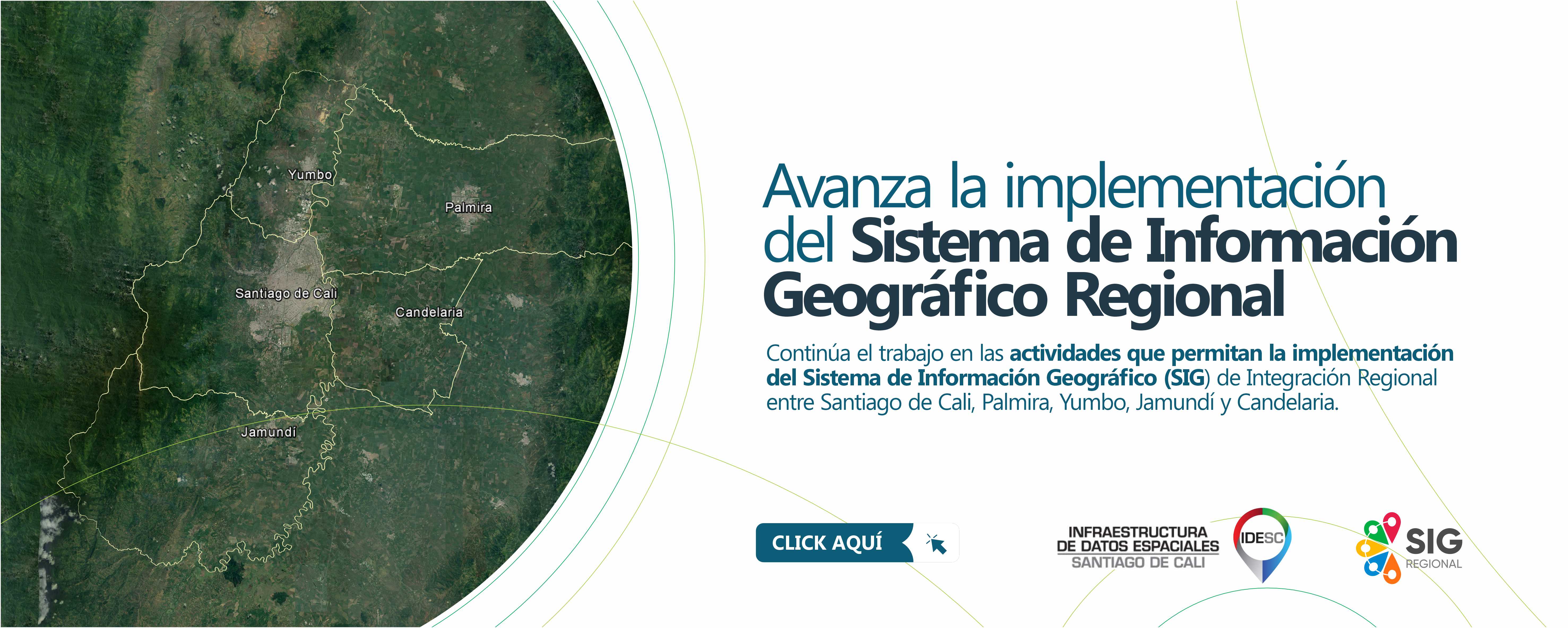 Pieza gráfica con una fotografía satélital delos cinco municipios que hacen parte del proyecto SIG regional al lado izquierdo y al costado derecho el título de la noticia y debajo un breve resumen y el logo de la IDESC y el SIG Regional.