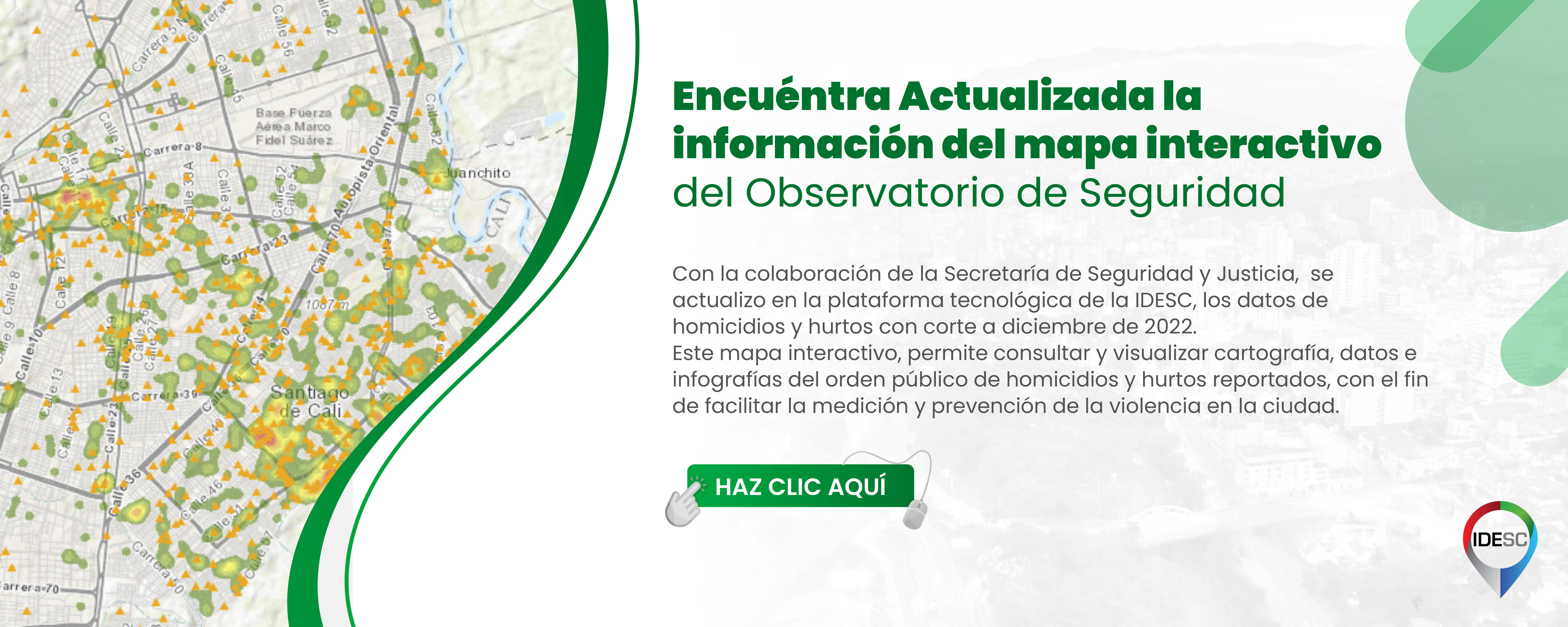 Pieza gráfica compuesta sobre el lado izquierdo con un mapa con la localización de los homicidios del año 2022 y sobre el costado derecho el título de la noticia y debajo un breve resumen.
