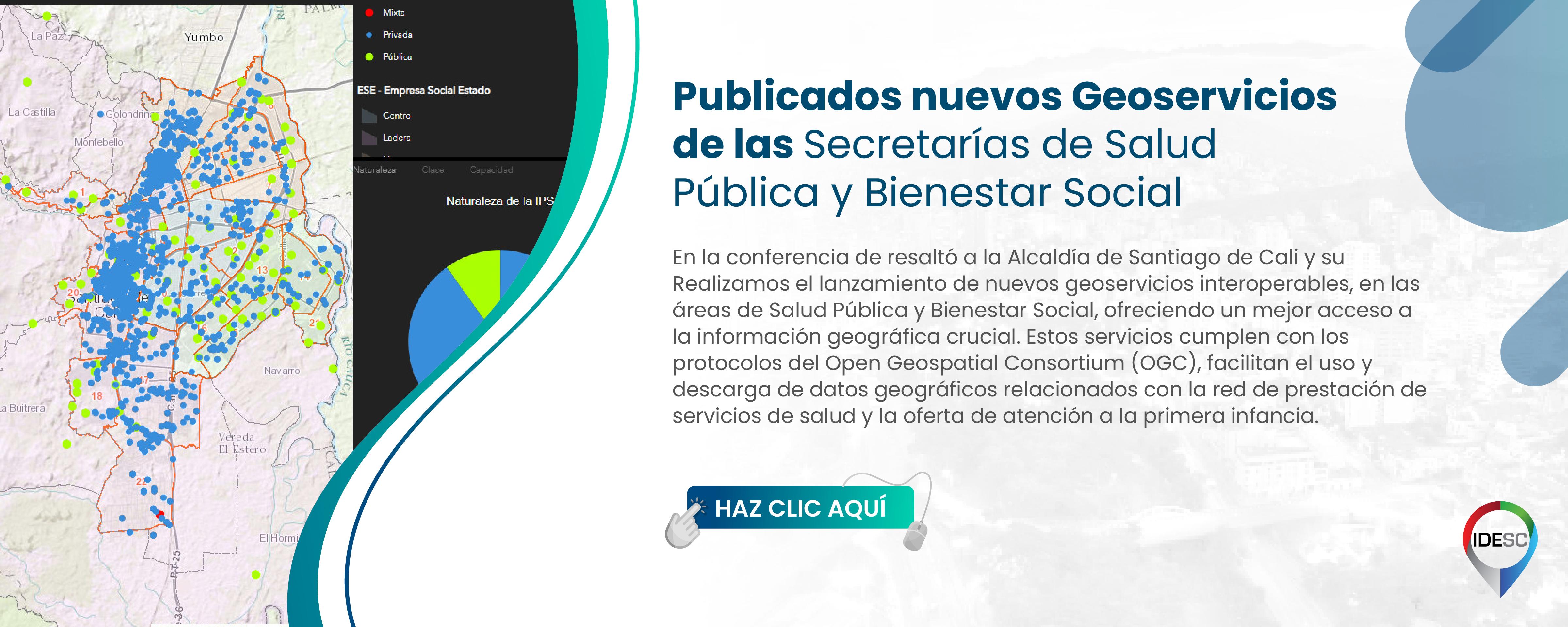Pieza gráfica compuesta sobre el lado izquierdo con un mapa con la localización de la Red de Prestación de Servicios de Salud y sobre el costado derecho el título de la noticia y debajo un breve resumen.