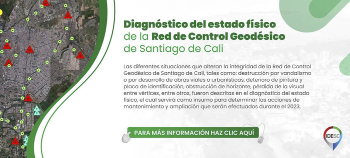 Consulte el diagn&oacute;stico del estado f&iacute;sico de la Red de Control Geod&eacute;sico de Santiago de Cali