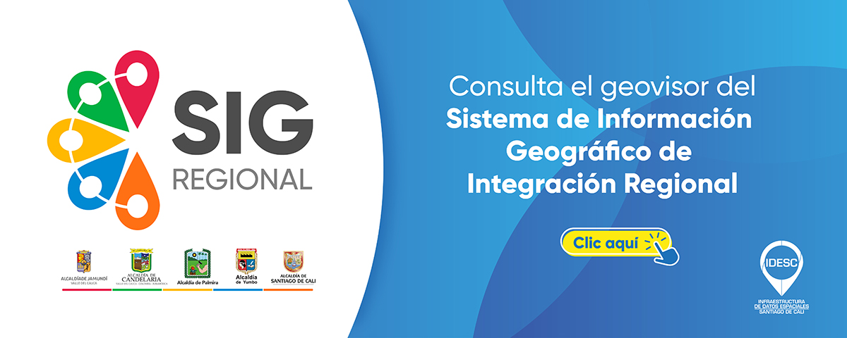 Pieza gráfica donde se muestra en el lado izquierdo el logotipo del SIG Regional y debajo el logo del escudo de los cinco municipios participantes; al costado derecho se muestre el texto del Sistema de Información Geográfico de Integración Regional.