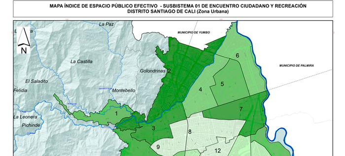 Indicador del espacio p&uacute;blico efectivo en Santiago de Cali