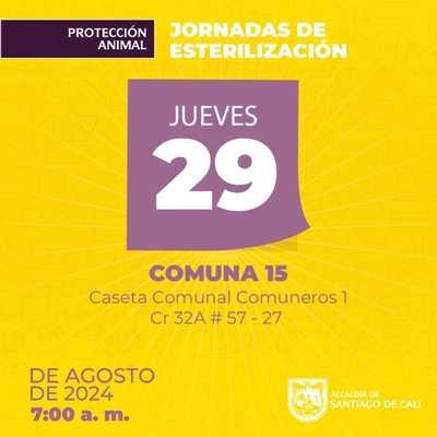 Jornadas de esterilizaci&oacute;n Comuna 15 &ndash; Caseta Comunal Comuneros 1 Cr 32&ordf; # 57 - 27 