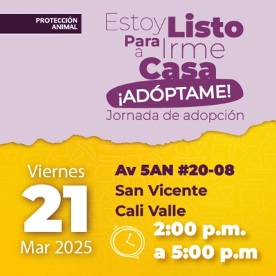 Jornada de Adopci&oacute;n 21 de marzo de 2025 - Av 5AN # 20-08 San Vicente  