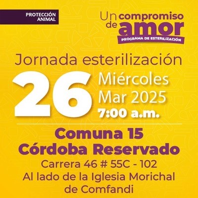 Jornada de Estetizaci&oacute;n 26 de marzo de 2025 - Comuna 15 C&oacute;rdoba Reservado Cr.46 # 55C - 102 