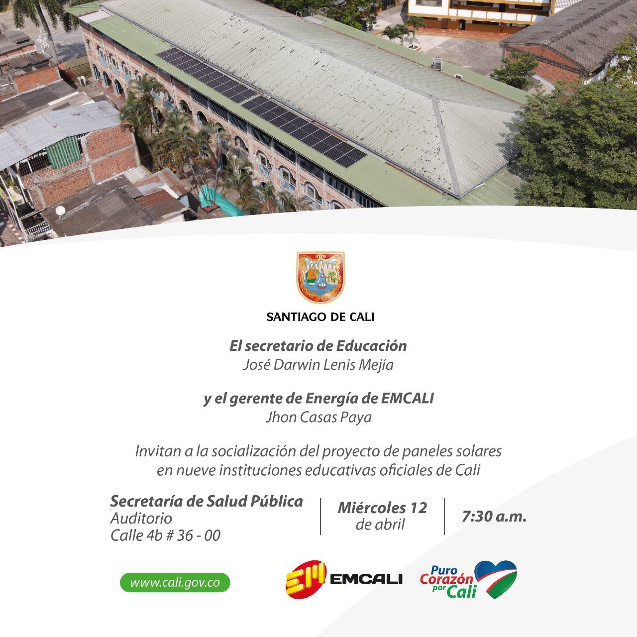Más de 12000 estudiantes de nueve instituciones educativas oficiales se beneficiarán de paneles solares Más de 12000 estudiantes de nueve instituciones educativas oficiales se beneficiarán de paneles solares
