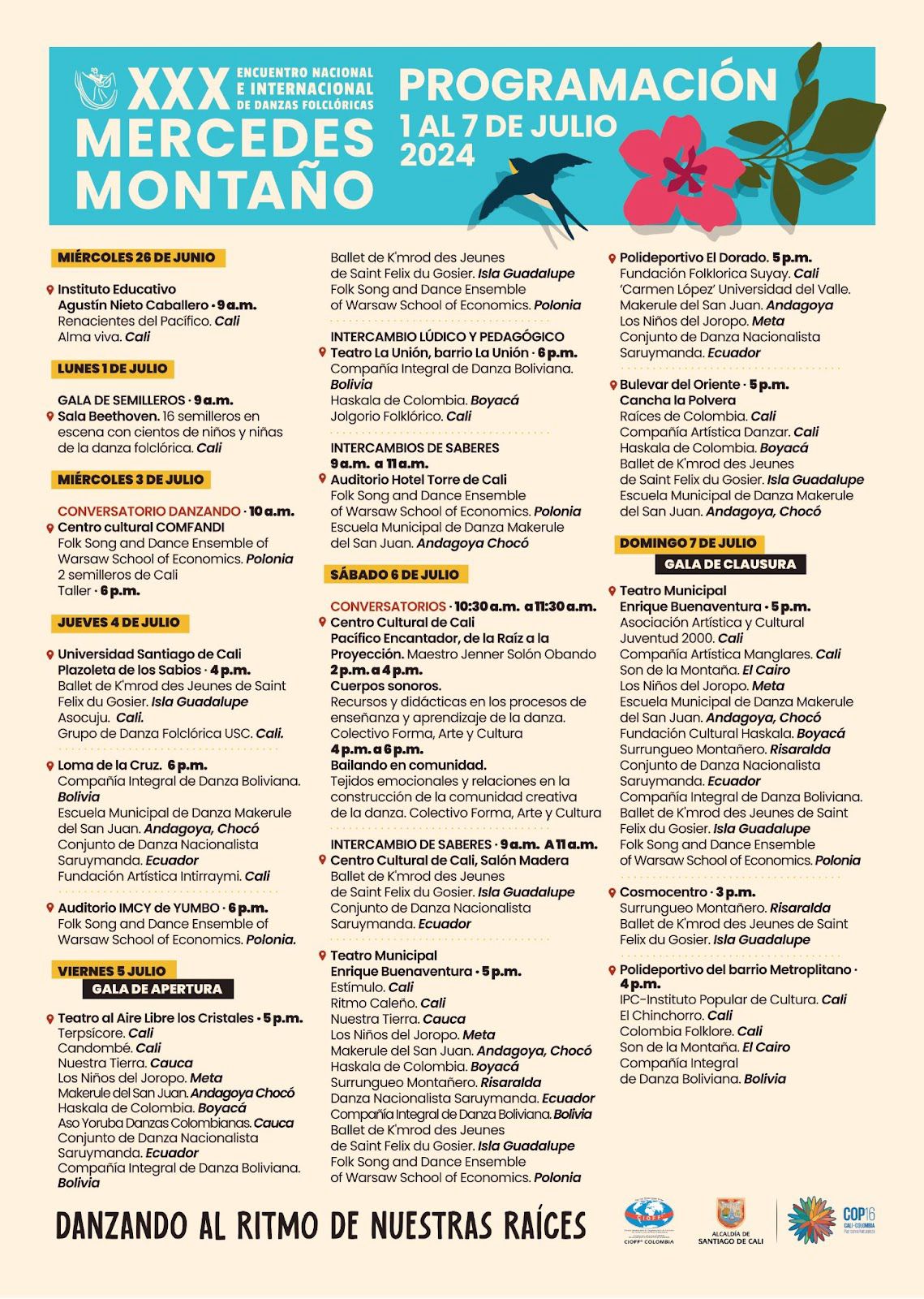 Prográmate para vivir con el XXX Encuentro Nacional e Internacional de Danzas Folclóricas Mercedes Montaño Prográmate para vivir con el XXX Encuentro Nacional e Internacional de Danzas Folclóricas Mercedes Montaño