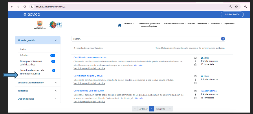 Paso 2. Dar clic en Consultas de acceso a la información pública. Paso 2. Dar clic en Consultas de acceso a la información pública.