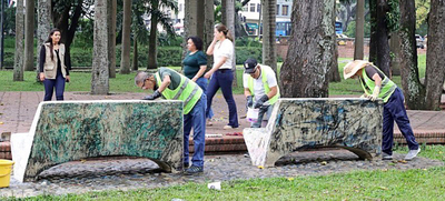 Unidad de Bienes y Servicios le puso manos al parque Central R&iacute;o Cali II
