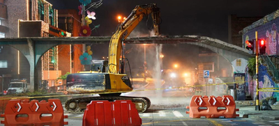 Alcald&iacute;a desmonta el puente peatonal de la calle 5 con carrera 6, a la altura de Comfenalco