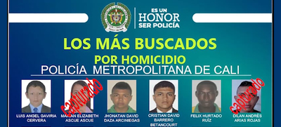 Los criminales m&aacute;s buscados de Cali y la regi&oacute;n aparecen en afiche
