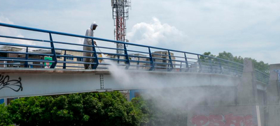 Con lavado de &aacute;reas p&uacute;blicas, la Alcald&iacute;a de Cali enluce puentes, hundimientos y sitios tur&iacute;sticos
