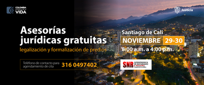 Asesor&iacute;a jur&iacute;dica gratuita para legalizar predios en Santiago de Cali, 29 y 30 de noviembre