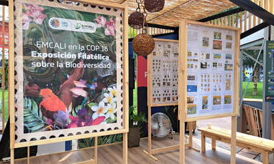 EMCALI present&oacute; la colecci&oacute;n de estampillas sobre biodiversidad en el stand de la empresa durante la COP16
