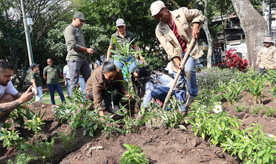 Con un caracol&iacute; y jard&iacute;n para polinizadores, se realiz&oacute; la reposici&oacute;n del caucho talado en el Parque del Perro