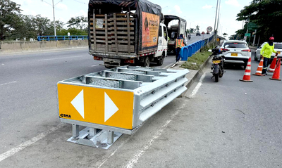 Cali avanza en la recuperaci&oacute;n de la seguridad vial: Secretar&iacute;a de Movilidad instala amortiguadores de impacto y terminales atenuadores en puentes vehiculares