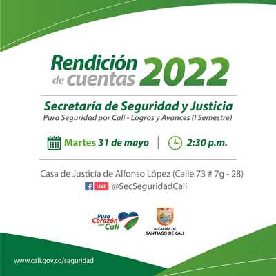 Invitaci&oacute;n a la Primera Rendici&oacute;n de Cuentas Secretaria de Seguridad y Justicia Mayo 2022
