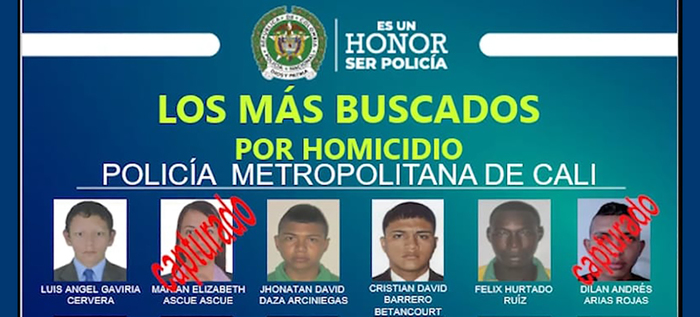 Los criminales m&aacute;s buscados de Cali y la regi&oacute;n aparecen en afiche