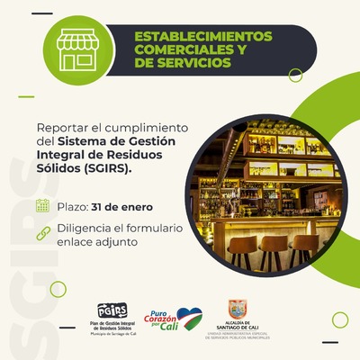 &Uacute;ltimo plazo para reportar la implementaci&oacute;n del SGIRS por los Establecimientos Comerciales y de Servicios