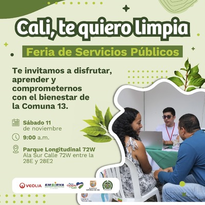 Gran feria de servicios p&uacute;blicos, &acute;Cali, te quiero limpia&acute;