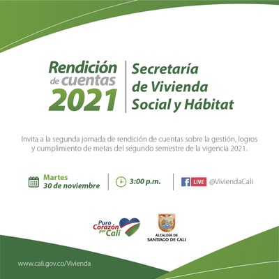 Segunda Rendici&oacute;n de Cuentas - Secretar&iacute;a de Vivienda Social y H&aacute;bitat 2021