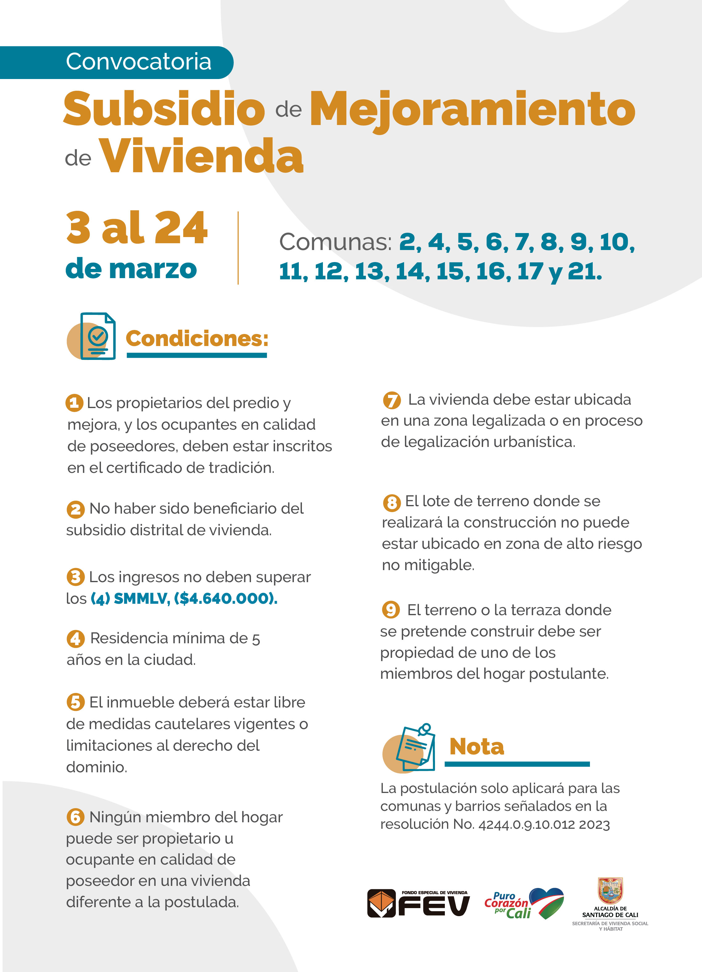 Condiciones Postulación Subsidio