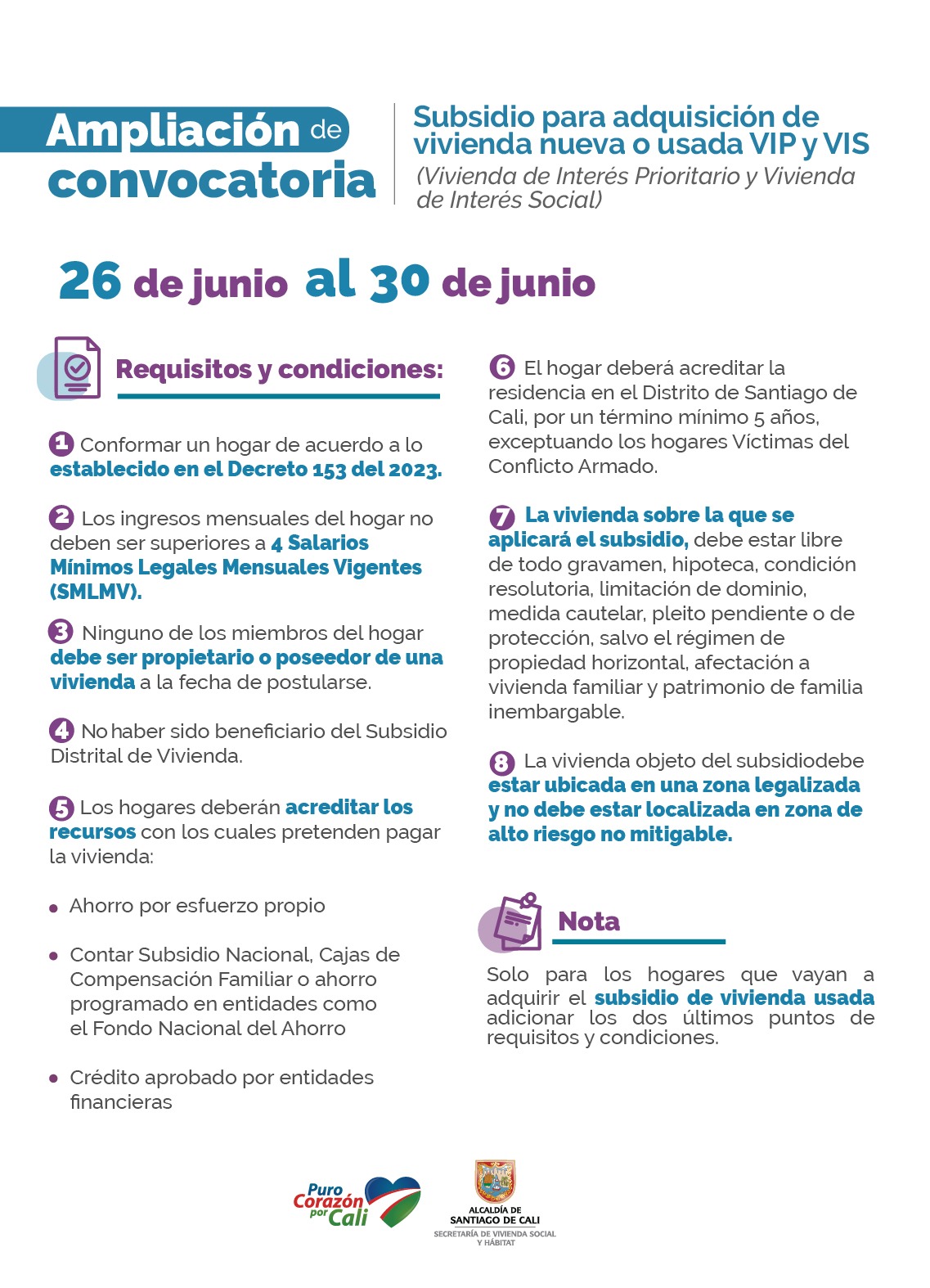 Subsidio para adquisición de vivienda nueva o usada VIP y VIS 2023 Características 