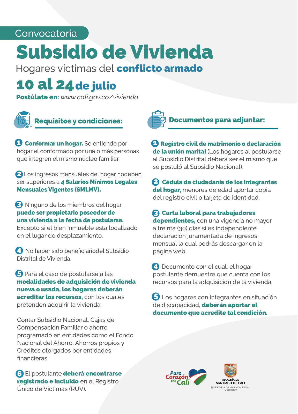 Convocatoria de subsidio para adquisición de vivienda para víctimas del conflicto armado