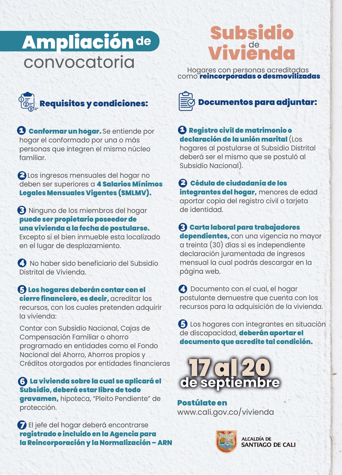 Ampliación Subsidios para Desmovilizados
